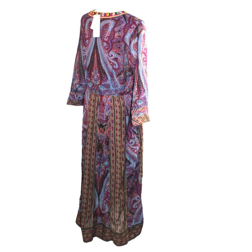Soft Surroundings Mira Purple Paisley Hand Beaded Embroidered Dress Size Medium - Picture 8 of 12